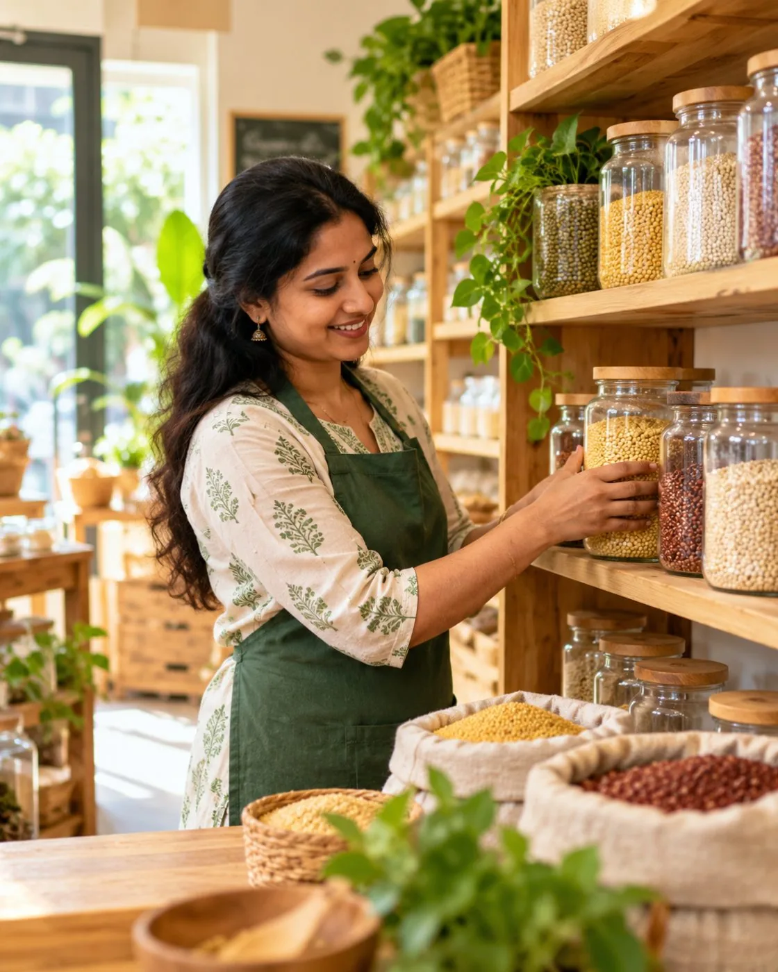 Inside The Goodness Grocery millet store in Kakkanad, Kochi